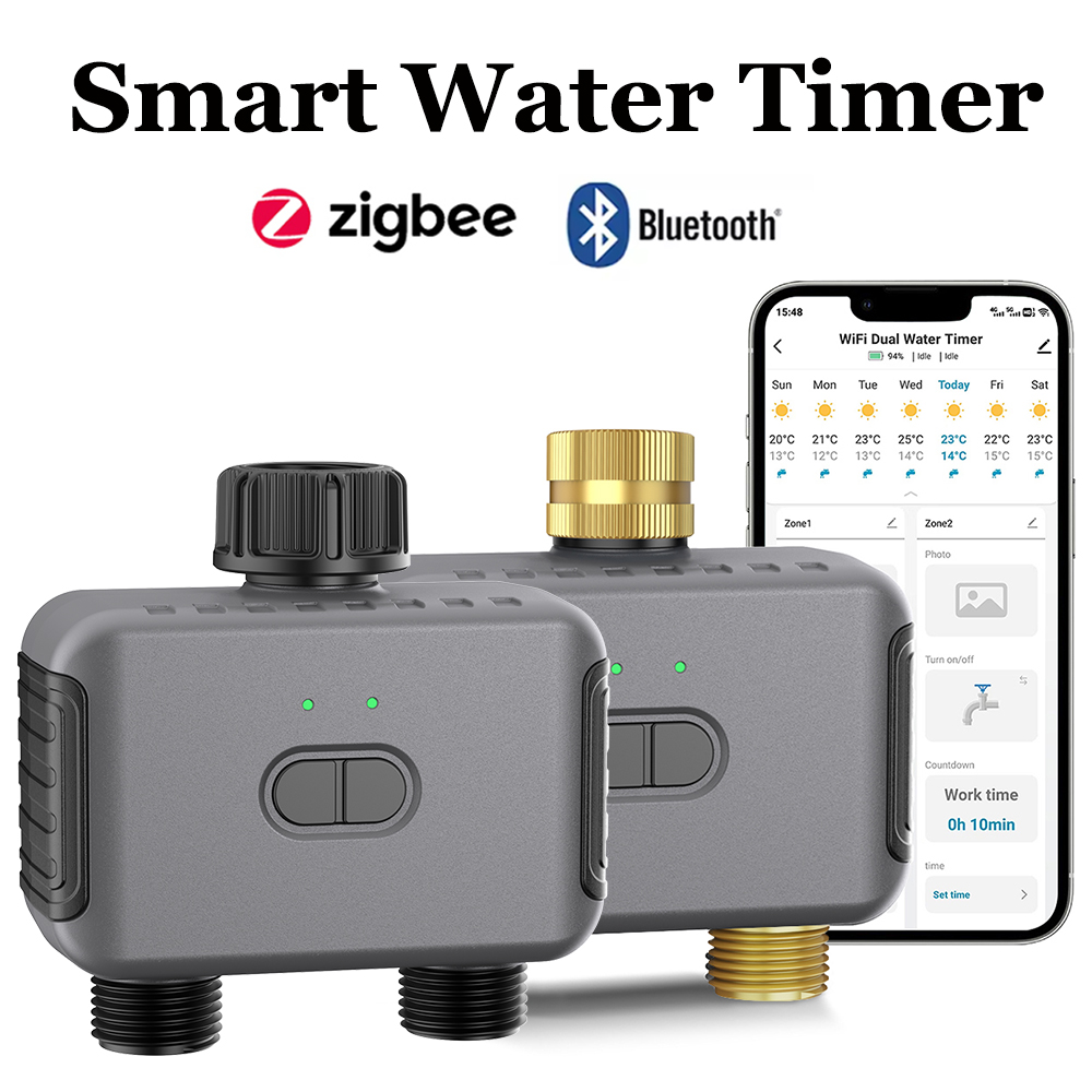 Automatic Watering - Tuyaสมาร์ทจับเวลาน้ําZigbee/BTอัตโนมัติชลประทานController 2 Outlet Sprinklerรดน้ําระบบสนับสนุนAlexa Google