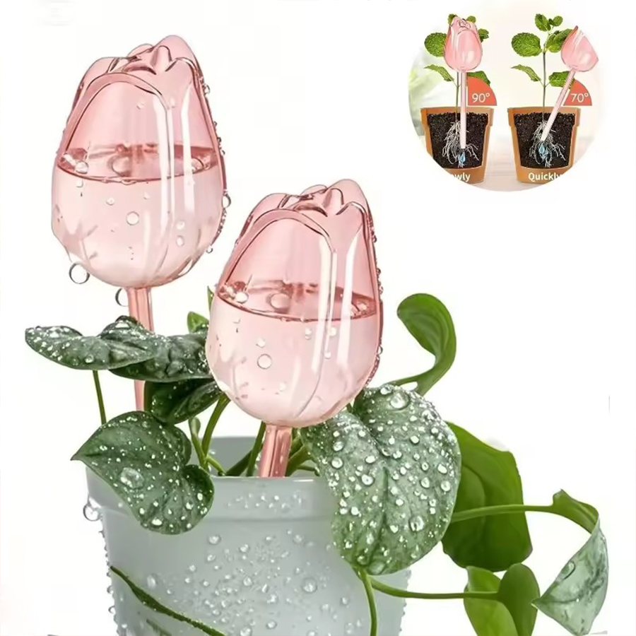 Automatic Watering - อุปกรณ์รดน้ำอัตโนมัติแบบปล่อยน้ำช้า รูปทรงดอกทิวลิป ทำจากพลาสติก PET ใส หนา