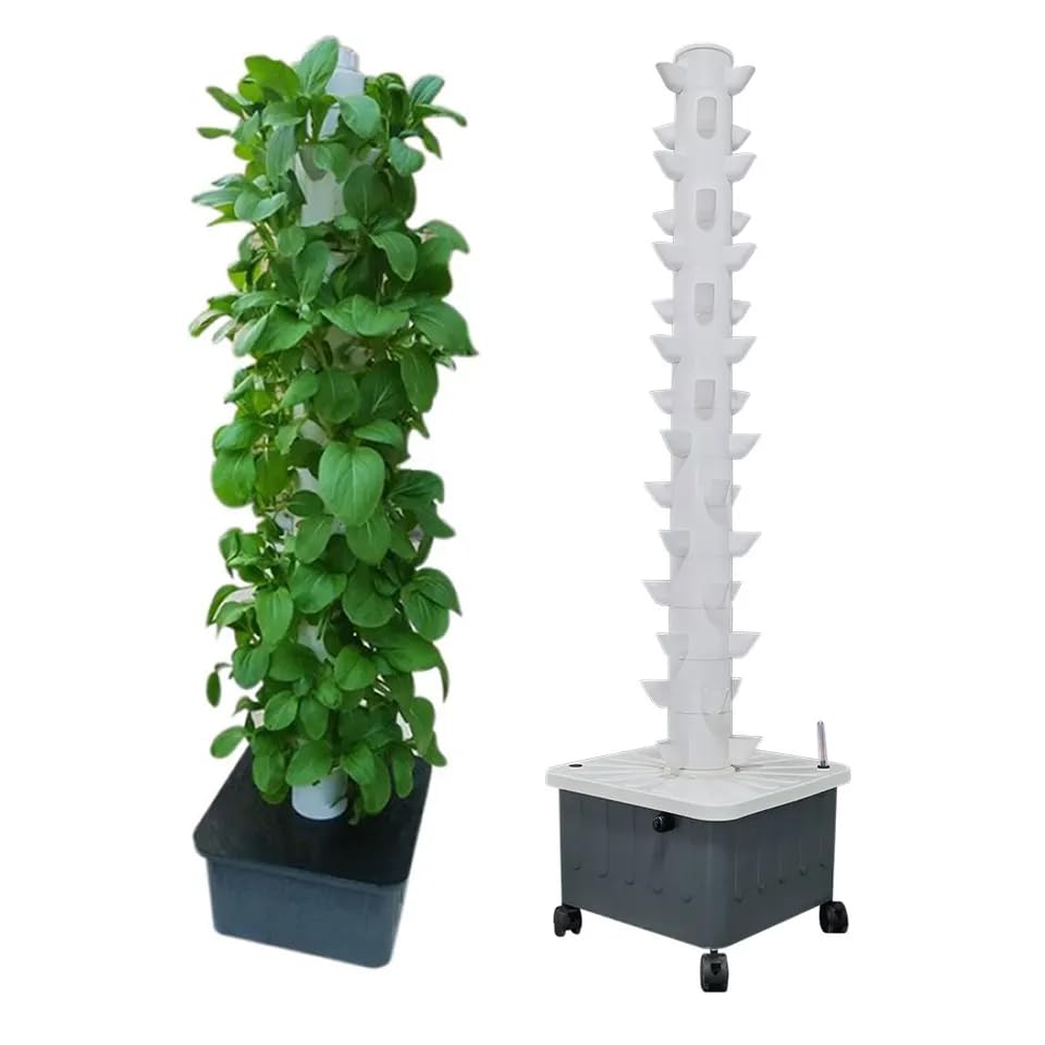 Hydroponic Tower - หอปลูกพืชแนวตั้งแบบไฮโดรโปนิกส์และแอโรโปนิกส์ สำหรับสมุนไพร ผลไม้ และผัก 15 ชั้น