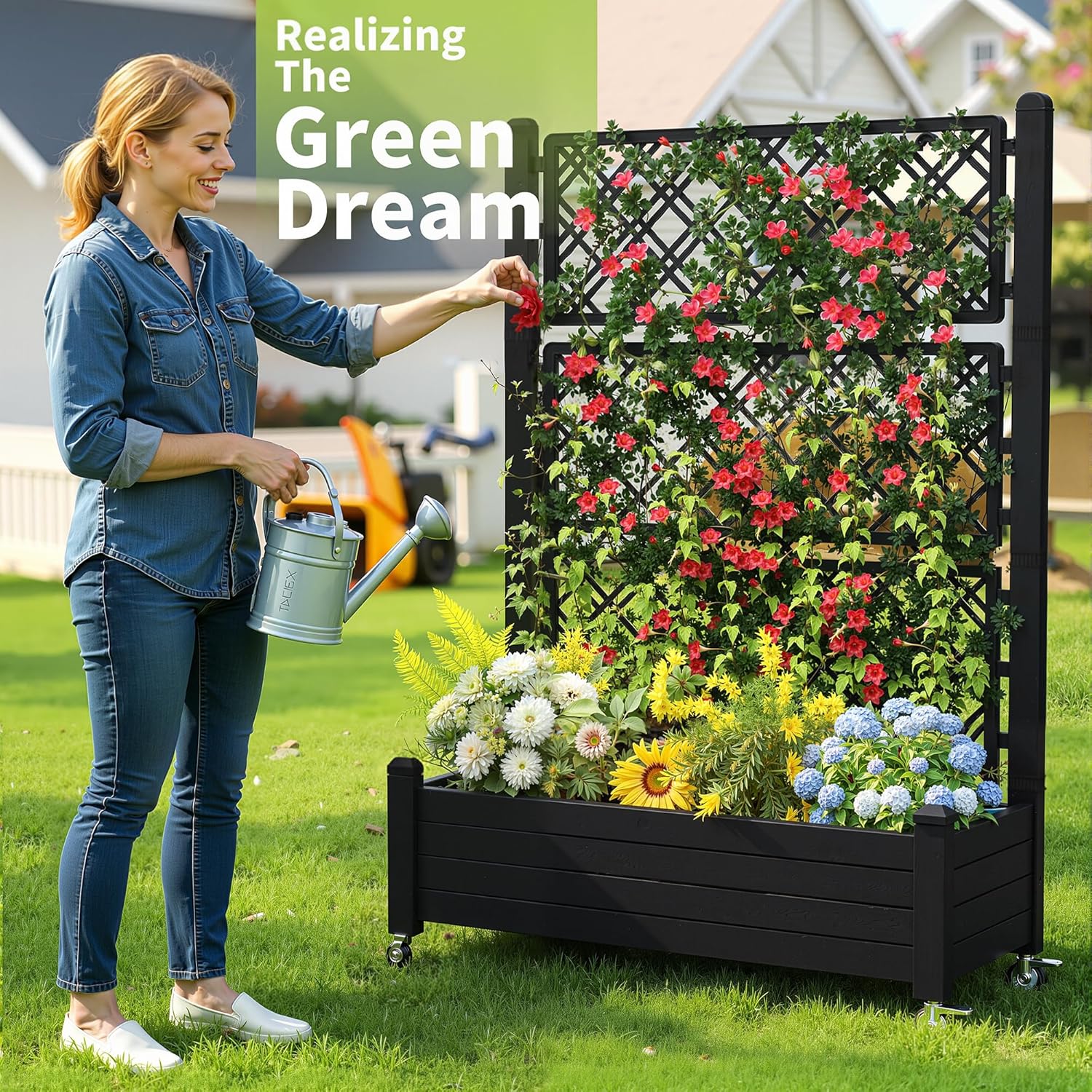 แปลงปลูกผักยกพื้นพร้อมโครงตาข่ - Self Watering Planter บทวิจารณ์และราคา