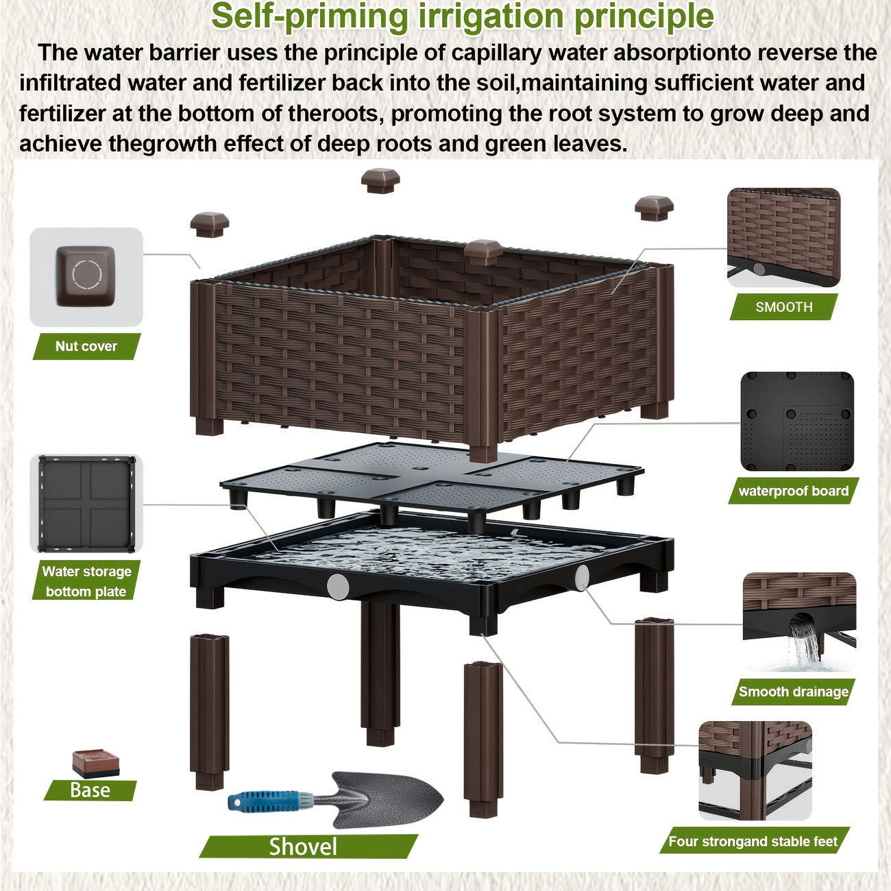 กระถางปลูกต้นไม้ยกพื้นพร้อมระบ - Automatic Watering บทวิจารณ์และราคา